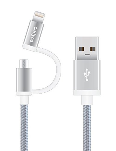 Cadyce Cadmium CA-ULCM 1-Meter USB to Lightening and Micro USB 2-in-1 Cable (Silver)